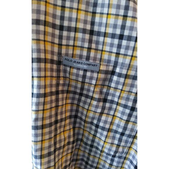 Mens Ralph Lauren Jeans Co plaid button up long sleeve shirt sz L white Navy - Picture 3 of 6